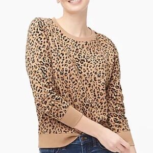 J. CREW Leopard Animal Print Re-Imagined Crewneck Sweatshirt Size S